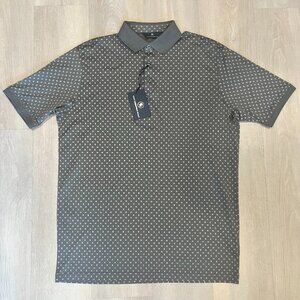 NWT Hart Schaffner Marx Geometric Gray Polo Golf Shirt Size M Casual Athleisure